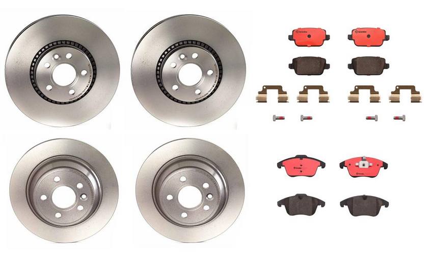 Volvo Brakes Kit - Pads & Rotors Front and Rear (316mm/302mm) (Ceramic) 31471832 - Brembo 1599013KIT